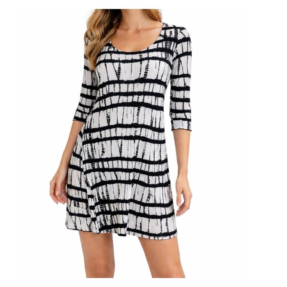 MIRACLEBODY by Miraclesuit Women's Marilyn 3/4 Sleeve Pullover Dress SZ SM